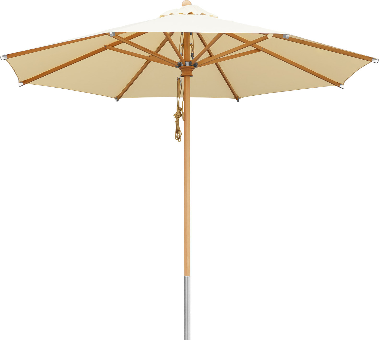 anndora Sonnenschirm - Natural - anndora Sonnenschirm mit Holz 3m rund Buche natural - Stoff wasserabweisende