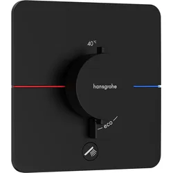 hansgrohe ShowerSelect Comfort Q Thermostat, Unterputz, 1 Verbraucher, ein zusätzlicher Abgang, Soft Egde Rosette, 15589670, Farbe: Mattschwarz