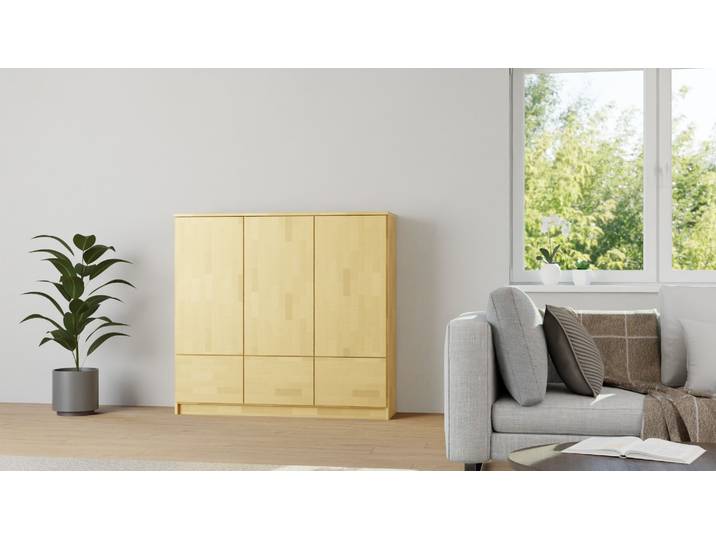 Elegantes Sideboard - Kleiner Schrank Buche Natur geölt
