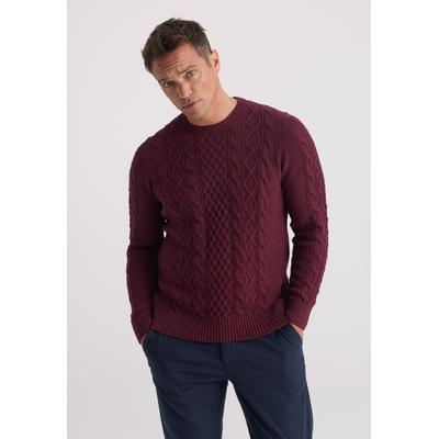 Rundhalspullover FELIX HARDY "Rundhalspullover", Herren, Gr. L, bordeaux, 100% Baumwolle, Rundhals, Pullover Rundhalspullover
