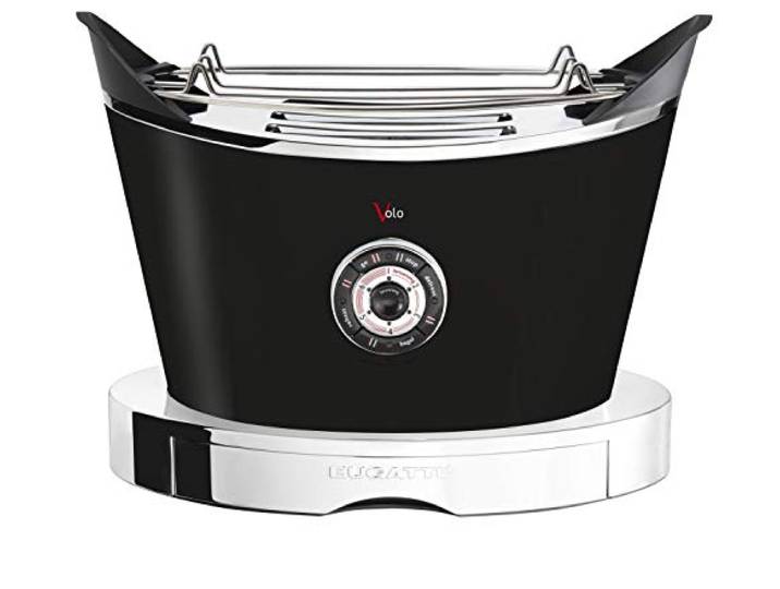 BUGATTI, Volo, elektrischer Toaster, 4 Funktionen, 6 Toaststufen, innovatives Design, Edelstahlgehäuse, Leistung 930 W, Zangen sind nicht im Lieferumfang enthalten (Mattschwarz)