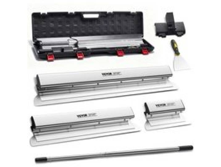 VEVOR Dekorspachtel Set 25 cm / 60 cm/ 80 cm Breitspachtel, 0,89 - 2 m Klingenlänge Trockenbau Flächenspachtel, 0,5 mm Klingenstärke Fassadenspachtel aus Edelstahl, ergonomischer Griff Gipserspachtel