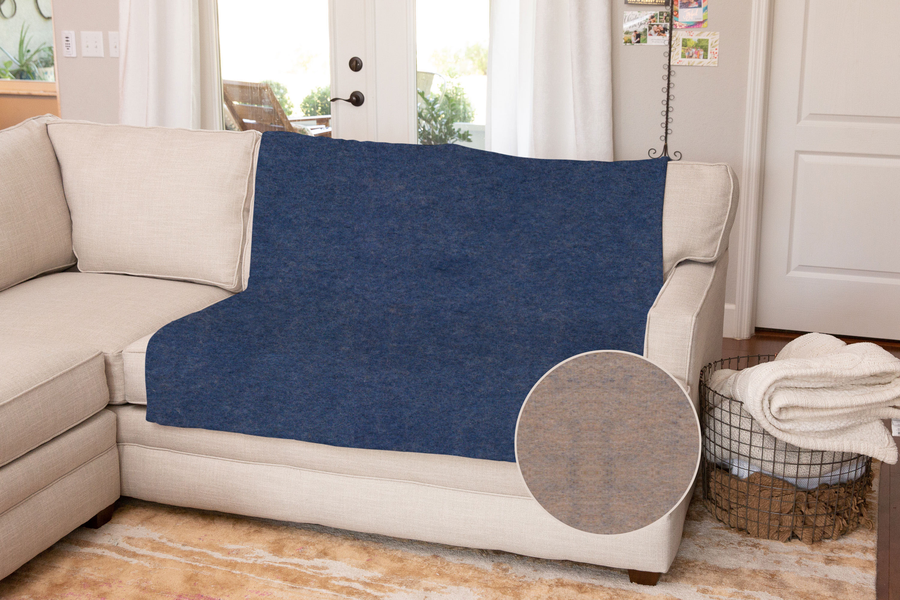 Wohndecke SETEX "Melange", blau (blau, beige), B:150cm L:200cm, Baumwolle, Polyester, Wohndecken, Wohndecke, verleihe deinem Zuhause mit der Wende-Decke die ganz persönliche Note. blau, beige B/L: 150cm x 200cm