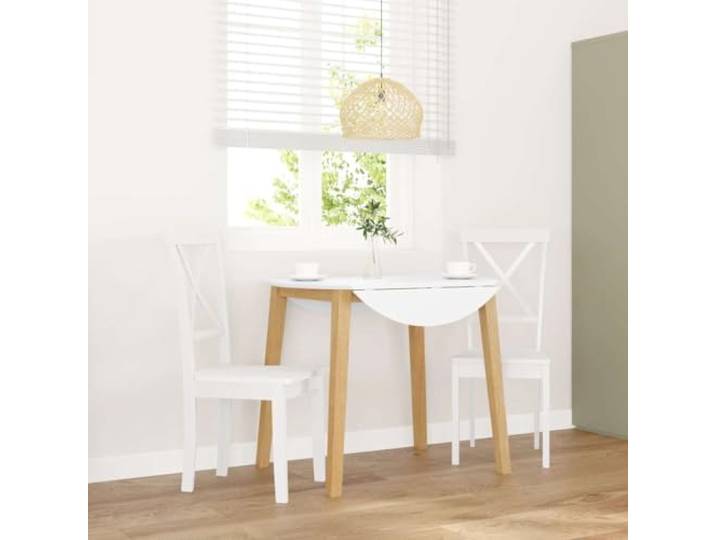 KTHLBRH Esszimmerstühle 2 STK Weiß Massivholz Gummibaum 2er Set, Massivholz Gummibaum, weiße Oberfläche, ergonomische Rückenlehne, stabile Holzlfüße, vielseitig einsetzbar