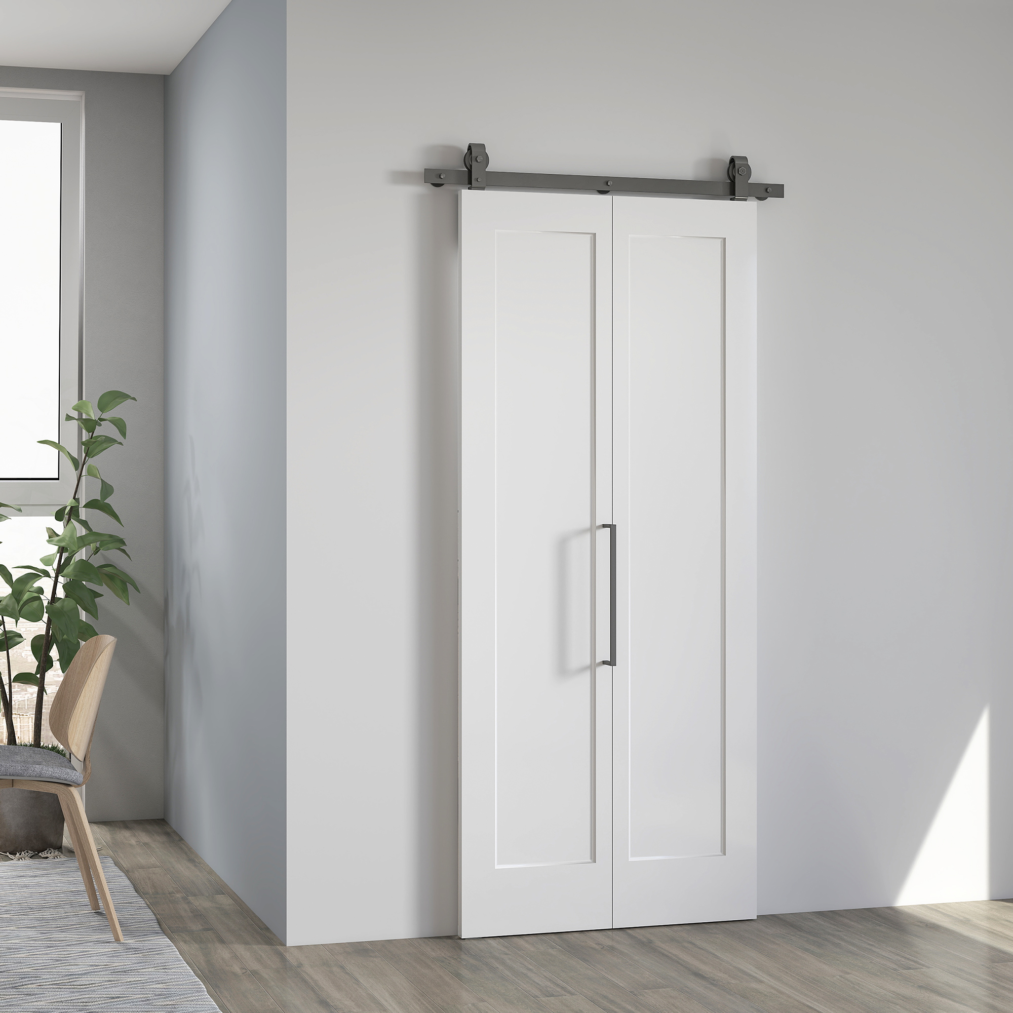 Homcom Porta Scorrevole a Libro Pieghevole a Portafoglio con Superficie Verniciabile, 90x210 cm, Bianco   Aosom Italy