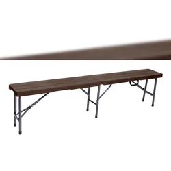 DELUKE Gartenbank OLE Holz-Optik - 180cm Breit, Kunststoff, Braun | Klappbank Wetterfest Sitzbank Terrassenbank Outdoor Bank