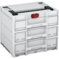 Tanos systainer3 Sortainer/3 M 337 lichtgrau (RAL 7035), Verschluss karminrot (RAL 3002), Griff anthrazit (RAL 7016) - 83550050.41