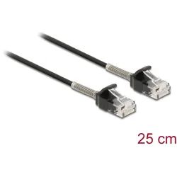 Delock Kabel RJ45 Stecker zu RJ45 Stecker mit Knickschutz Cat.6A 25 cm schwarz