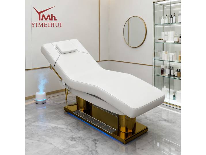 Tables de massage cosmétiques Luxcuy à 4 moteurs, fauteuil inclinable pour spa facial, lit de beauté électrique incurvé pour extensions de cils
