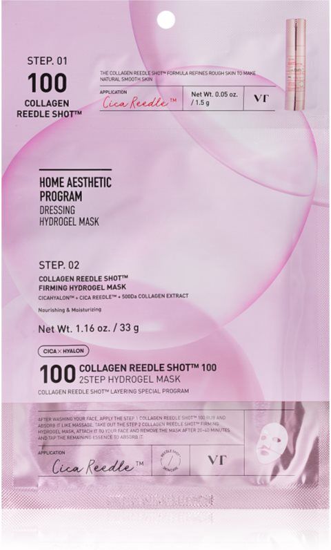 VT Cosmetics Collagen Reedle Shot 100 2Step Hydrogel Mask intensive hydrogel mask with firming effect 34.5 g