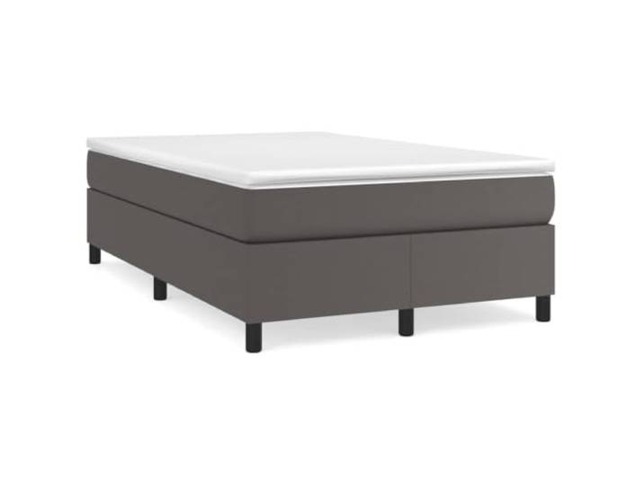 PUGYNBK Boxspringbett mit Matratze, Kunstleder, Grau, 120 x 200 cm Gefederte Federn, mittelharte Halterung, Holzlatte, weicher Schutz