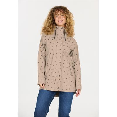 Regenjacke WEATHER REPORT "Sunrise", Damen, Gr. 38, beige, 100% Polyester, bedruckt, normal, hoch geschlossener Ausschnitt, Jacken Regenjacke, in wasserdichter Qualität
