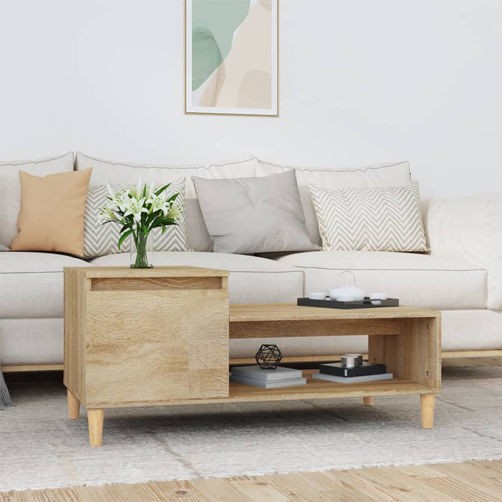 17 Stories Karshana Four Leg Coffee Table with Storage Oak