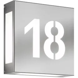 CMD Creative Metalldesign Hausnummern-Leuchte AQUA LEGENDO, IP44, 2-stellig (Ausschnitt), 2x E27, Edelstahl / Opalglas, gebürstet CMD-42/HN/N