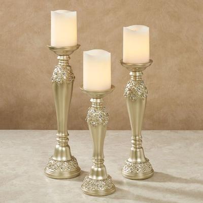 Touch of Class Rya Gem Candleholders Champagne Gold Set of Three, Set of Three, Champagne Gold