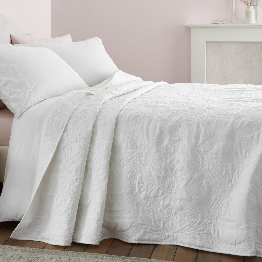 Bianca Cotton Marianne Matelasse Bedspread White