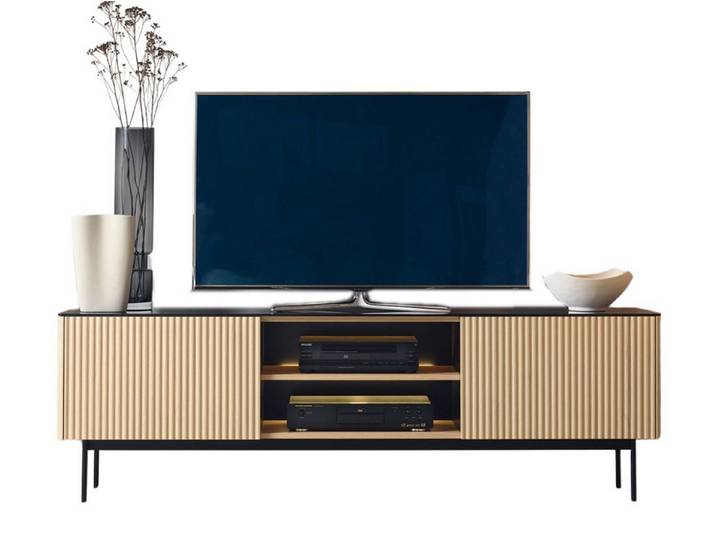 Compleo TV-Schrank mit Metallfüße, TV-Tisch mit gerillte Fronten CASA