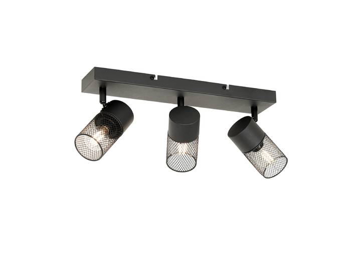 Spot de plafond industriel noir 3 lumières orientables - Jim