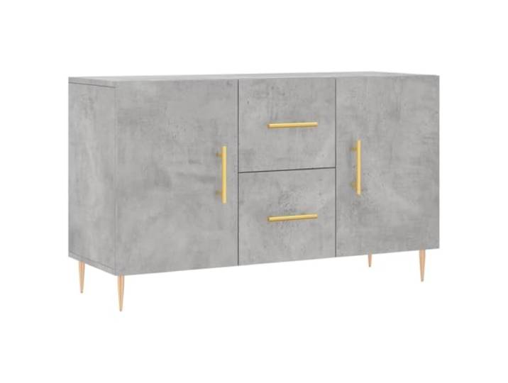 Fisinber Sideboard Betongrau 100x36x60 cm Holzwerkstoff Schrank Vielseitiger Beistellschrank für Wohnzimmer und Schlafzimmer mit robusten Metallbeinen und geschlossener Türablage.