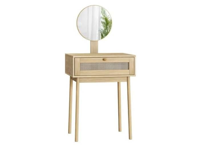 Coiffeuse en rotin avec miroir table de maquillage compacte chambre meuble coiffeuse petit espace style chic naturel sans chaise