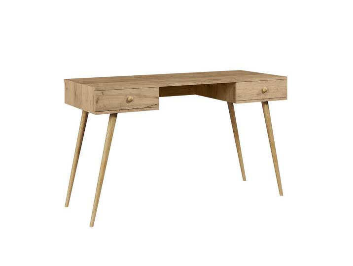 Sepro Meble Schreibtisch Golden Craft Eiche Skandinavischer Stil Mit Schubladen, Beige, 135x79x135 cm, Büromöbel, Schreibtische, Schreibtische