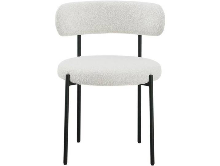 Chaise moderne en chenille - LUNSY - Lot de 2 - Dimensions 51 5x52x77 cm - Blanc - Revêtement chenille doux
