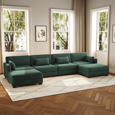 Lumibee 6-Piece U Shaped Couch Modular Sectional Sofa with Ottoman