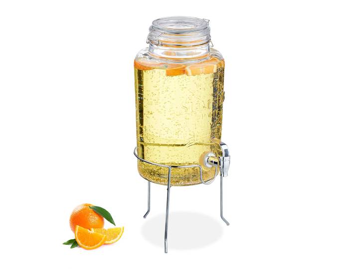 Getränkespender mit Ständer 5L Silber-Transparent
