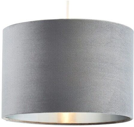 BHS Velvet 30cm Grey and Satin Nickel Easyfit Shade