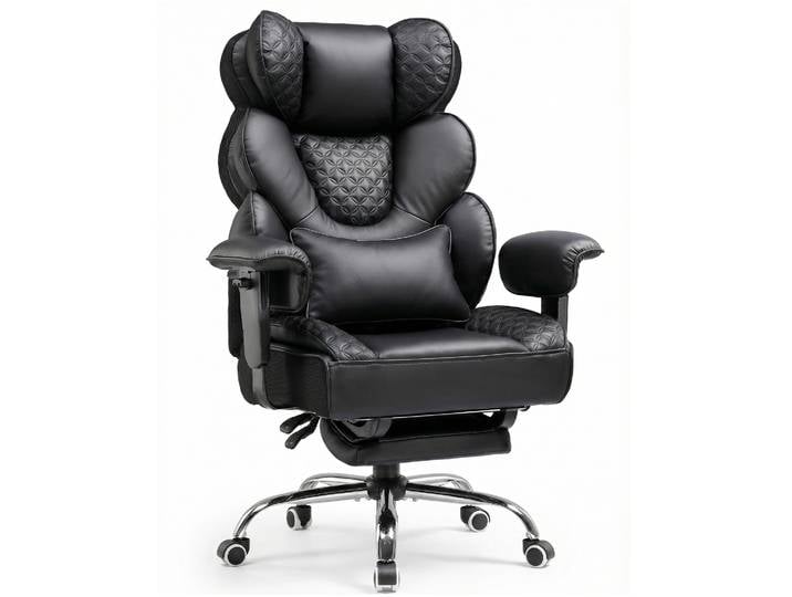 COMHOMA Chaise de jeu ergonomique, chaise de bureau, 180 kg, support lombaire et repose-pieds réglables, design hybride, chaise de direction haut de gamme