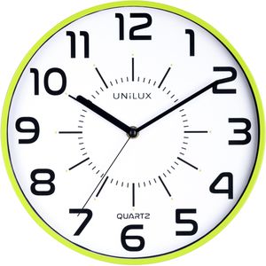 Unilux Wanduhr Pop, Kunststoff, analog, Quarzuhr, Ø 28 cm, grün, lautlos