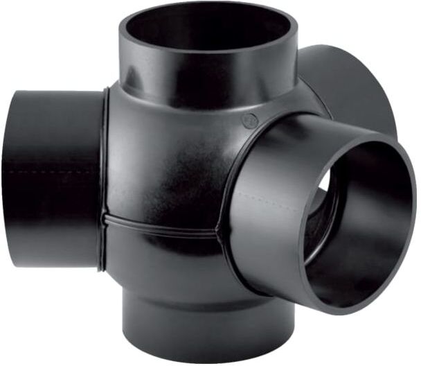 Geberit Pe Dreifach-Kugelabzweig 367600161 DN 100/100, 88,5Grad, Anschlüsse 135Grad, PE-HD