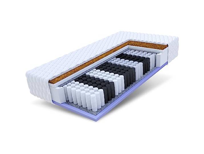 FDM Voyager Matratze 100x200 cm Taschenfederkern Höhe 24 cm Härtegrad H3 H4 7-Liegezonen Öko-Tex Allergikergeeignet Jersey Bezug Waschbar Kokosfaser-Einlage