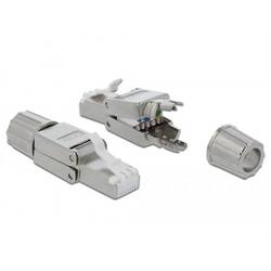 Delock 86477 RJ45 Stecker Cat.6A STP werkzeugfrei 86477 RJ45 Stecker Polzahl Sensoren 8P8C Grau 1 St.