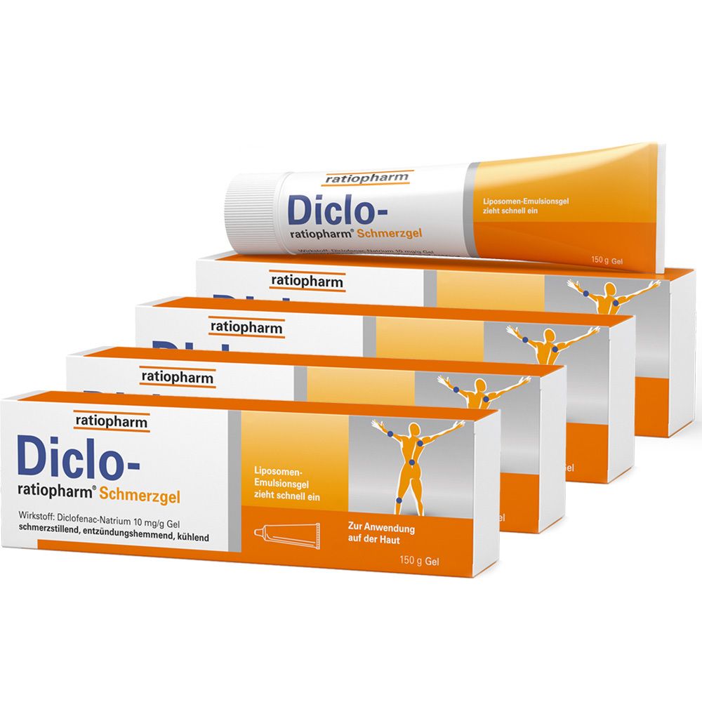 Diclo ratiopharm Schmerzgel - bei Schmerzen Viererpack 4x150 g Gel