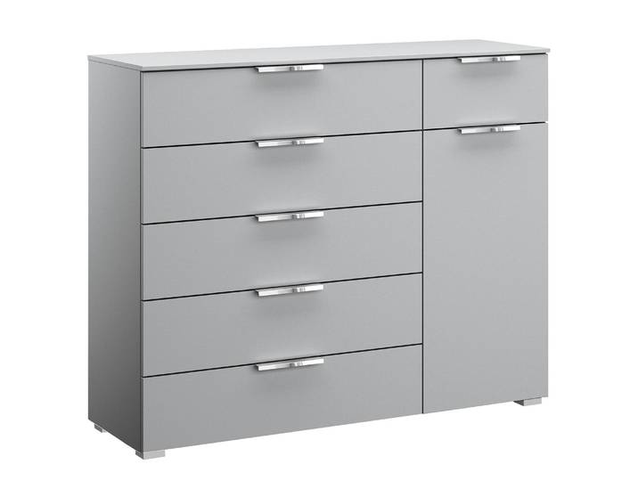 Commode x6+1 120 x 100 x 42cm Gris/Gris soie Chrome