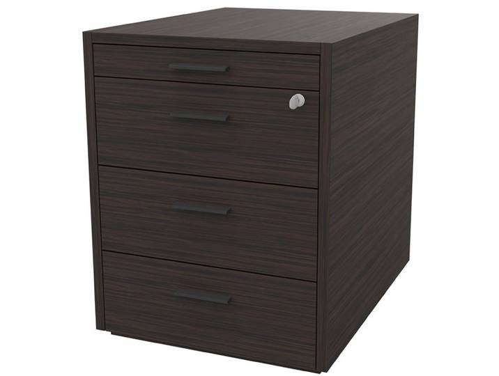 Caisson mobile Arold 3 tiroirs métal + tirette plumier - Finition Ebène poignées métal grises