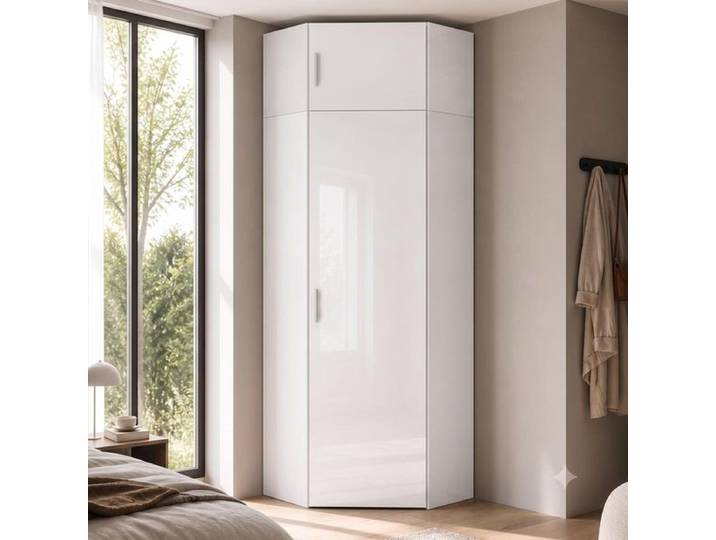 Kleiderschrank-Ecke Divisa mit Innenausstattung H:225cm/T:40cm Weiß modern