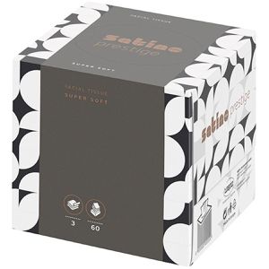 Satino Kosmetiktücher Prestige, 210600, Cube, 3-lagig, Tissue, hochweiß, 60 Tücher