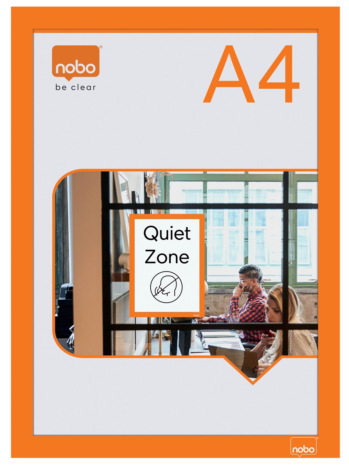 Nobo Self-adhesive Magnetic Poster Frame A4 Orange