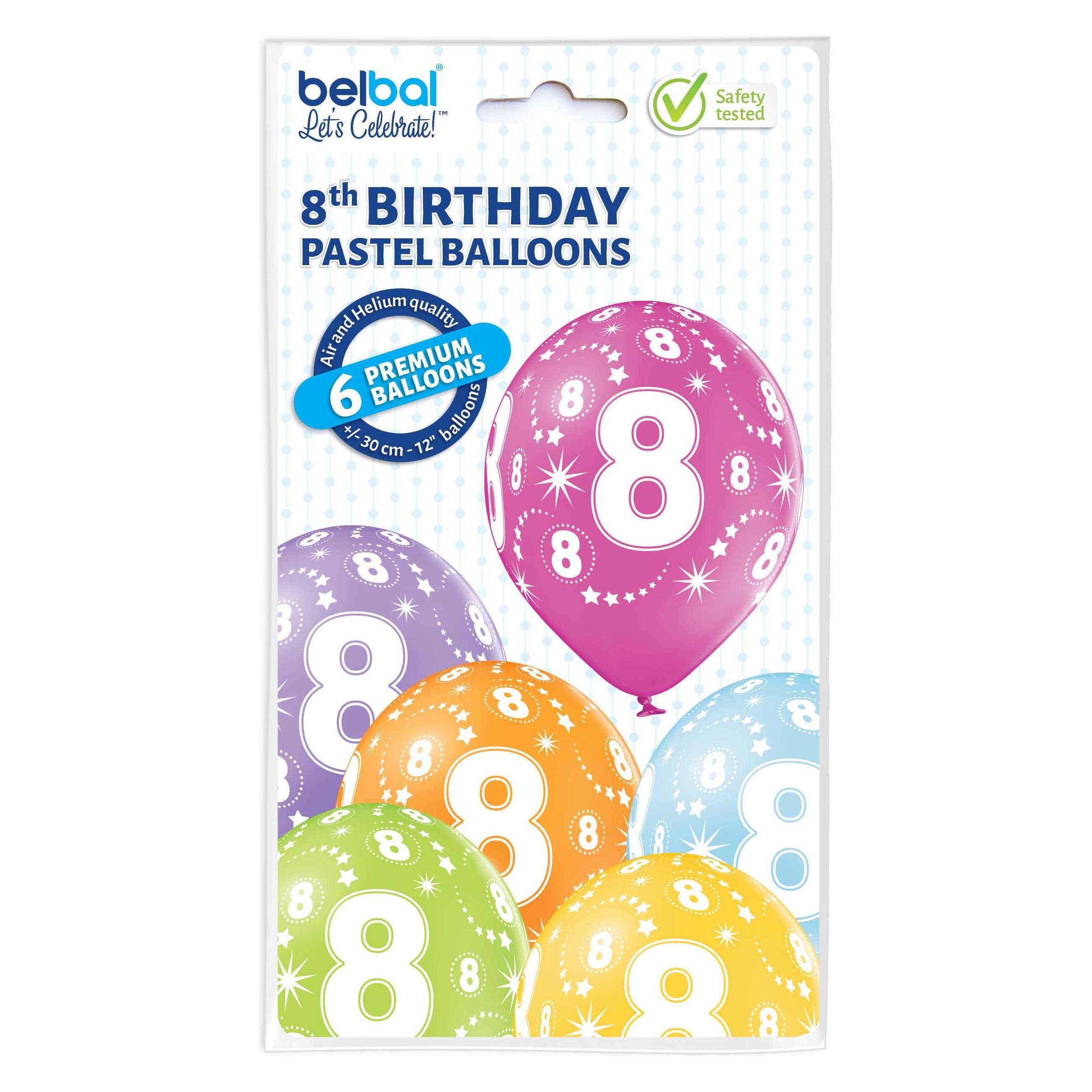Amscan Ballone assortiert, 6 Stück, Zahl 8 (6x) (763.995663)