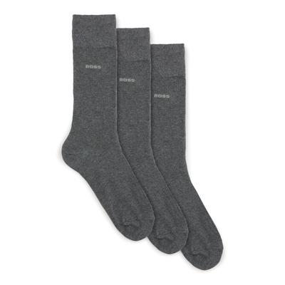 Businesssocken BOSS "3P RS Uni CC", Herren, Gr. 39-42, Sockengröße, grau (medium grau 031), Baumwollmischung, elastisch, Socken, mittelhoch, verstärkte Zehen- und Fersenpartie