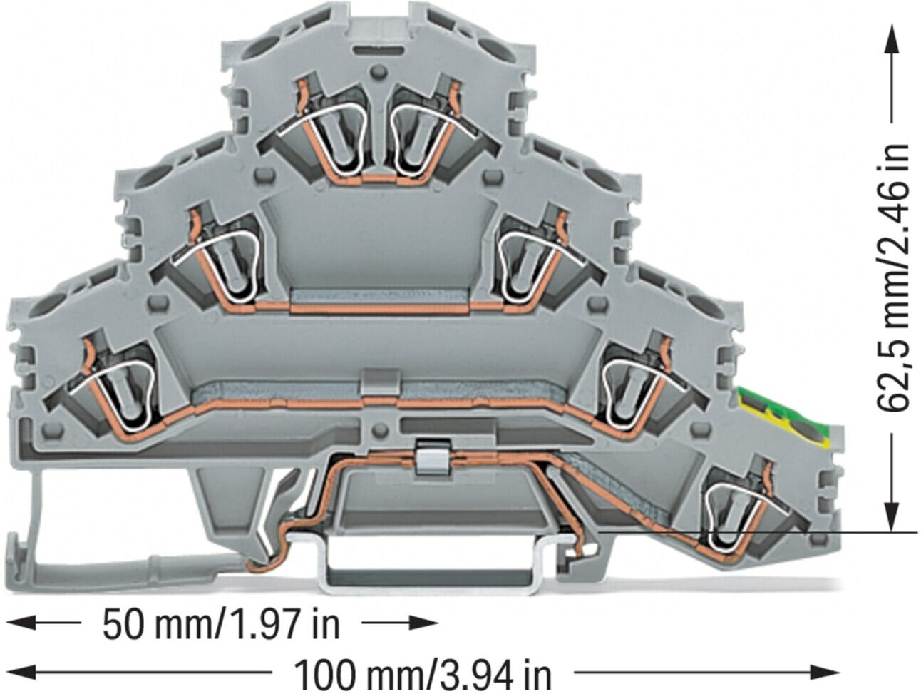 WAGO Vierstock-Reihenklemme 281-530 L1-L2-L3-PE für TS35)