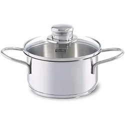 Fissler Kochtopf Häppchen 14 cm, 1 l, Mit Glasdeckel, Pfanne + Kochtopf, Silber