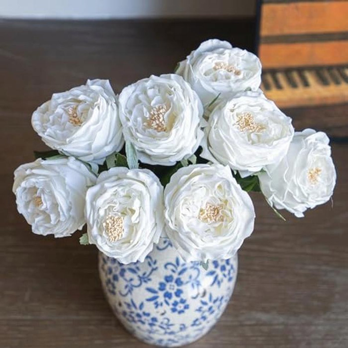 Set van 4 kunstbloemen Austin Rose Pioen in roze voor decoratie