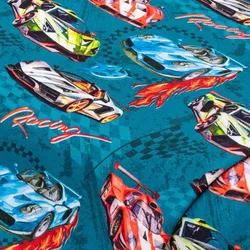 Baumwoll-Jersey-Digitaldruck "Rennautos" mit Elasthan, blau-color