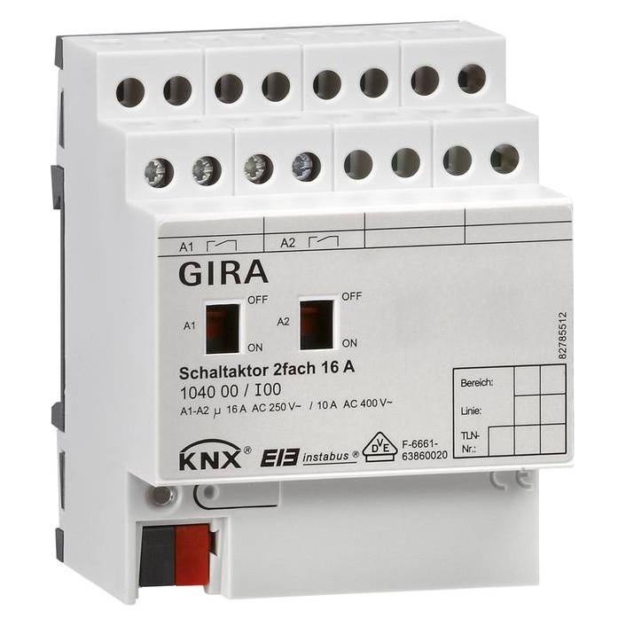 Gira Schaltaktor 2-fach 16A 104000 KNX/EIB REG (Schaltaktor) (104000)