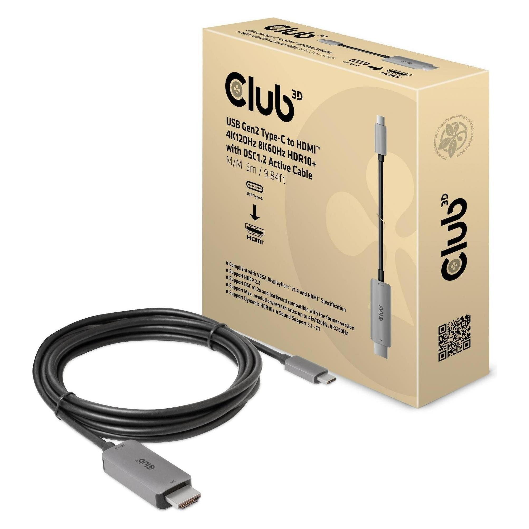 Club 3D HDMI (Typ A) - USB C (3 m) (CAC-1587)