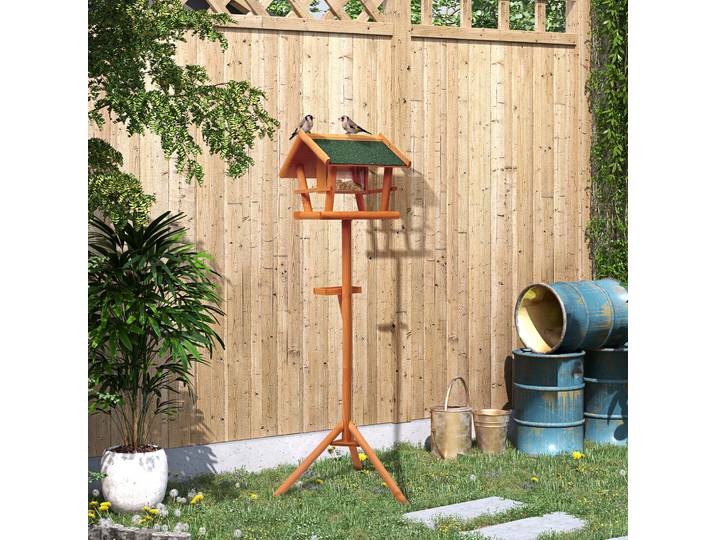 HOMCOM Mangeoire Oiseaux Sur Pied Bois Extérieur 150cm