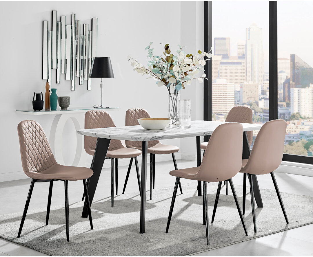 Canora Grey 6 -Person Dining Set Cappuccino/Black/Black 6